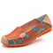 Floral Print Color Matching Soft Comfortable Slip On Flat Shoes - Orange