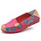 Floral Print Color Matching Soft Comfortable Slip On Flat Shoes - Rose
