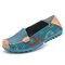 Floral Print Color Matching Soft Comfortable Slip On Flat Shoes - Blue