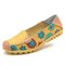 Floral Print Color Matching Soft Comfortable Slip On Flat Shoes - Yellow