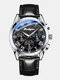 8 Colors Leather Stainless Steel Men Vintage Watch Decorated Luminous Pointer Calendar Quartz Watch - Silver Case Black Dial PU Band