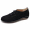 LOSTISY Casual Suede Elastic Band Flat Shoes for Women - Black