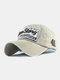 Men Washed Cotton Embroidery Baseball Cap Outdoor Sunshade Adjustable Hats - Khaki