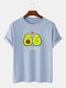 Men 100% Cotton Fun Avocado Printed Casual T-Shirt - Blue