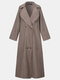 Повседневное длинное пальто на пуговицах размера Plus с лацканами и длинными рукавами для Женское - Кофе