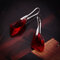 Elegant Irregular Gem Dangle Earrings Fashion Colorful Crystal Silver Earrings for Women - Red