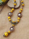 Vintage Multi-Shape Perlen handgewebte Keramikperlen Legierung Pullover Halskette - #03