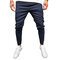 Mens Fashion Stripe Lightweight Breathable Zipper Casual Pants - Blue