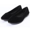 Women Pure Color Round Toe Slip On Flat Ballet Shoes - Black