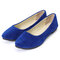 Women Pure Color Round Toe Slip On Flat Ballet Shoes - Blue
