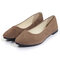 Women Pure Color Round Toe Slip On Flat Ballet Shoes - Brown