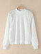 Plus Size Pearl Patchwork Solid Knit Sweater - White