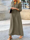 Einfarbig Maxi mit langen Ärmeln und V-Ausschnitt Kleid Für Damen - Dunkelgrün