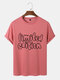 Mens Art Letter Print Crew Neck Casual Short Sleeve T-Shirts - Pink