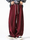 Calça masculina com costura sólida e perna larga Calças - Vinho vermelho