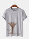 Mens Beach Landscape Print Holiday Short Sleeve Cotton T-Shirts - Gray
