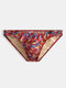 Men Sexy Floral Print Briefs Breathable Colorful Knitting Casual Low Rise Underwear - Wine Red
