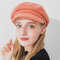 Lady Wide Eaves Fine Wool Material Plain Color Soft Fashion Warm Beret Cap For Autumn Or Winter - Orange