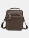 Men Coffee Vintage Multifunction PU Leather Briefcases Messenger Bag Crossbody Bag Handbag - Dark Brown