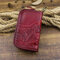 Men Genuine Leather 2 Card Slots Wallet Key Case - Wine Red