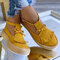 Women Tassel Deocr Casual Ankle Strap Espadrille Platform Shoes - Yellow