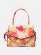Women PU Leather Chain Tie Dye Handbag Crossbody Bag Satchel Bag Square Bag - Orange