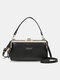 Women PU Leather Multifunction Money Clip Card Case Phone Bag Crossbody Bag Satchel Bag - Black