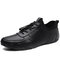 Men Genuine Leather Non Slip Soft Sole Casual Driving Shoes  - Black