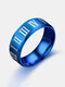 1 Pcs Retro Simple Roman Numeral Titanium Steel Couple Rings Men's Rings - Blue
