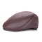 Men Vintage PU Leather Beret Cap  Casual Outdoor Visor Duck Hats Winter Warm Peaked  Caps - Brown