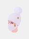 Women 2PCS Wool Winter Keep Warm Daily Casual Neck Face Protection Fur Ball Knitted Hat Beanie Mask - White