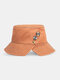 Unisex Cotton Button Decoration Side Slit Personality Sun Protection Bucket Hat - Camel