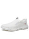 Men Comfort Round Toe Slip On Soft Driving Casual Business Shoes - White