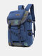 Men Canvas Fabric Vintage Large Capacity Travel Backpack Outdoor Waterproof Casual Bag - Blue