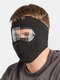 Men & Women Fleece Windproof Warm Eye Face Ear Protection HD Goggles Mask For Outdoor Riding - Black