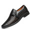 Men Microfiber Leather Hollow Out Breathable Business Casual Shoes - Black