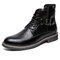Men Retro Microfiber Leather Non-slip Metal Buckle Casual Boots - Black