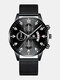 14 Colors  Alloy Mesh Band Men Business WatchDecorated Pointer Calendar Quartz Watch - Black Band Black Dial Silver Poi