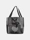 Women Felt Cute Cat Handbag Shoulder Bag Tote - Black
