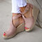 Women Buckle Strap Platform Comfy Wedges Casual Espadrilles Sandals - Pink