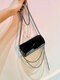 Bright Lacquer Stylish Exquisite Hardware Quality Hook Shoulder Bag - Black