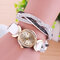 Fashion Colorful Rhinestones Weave Velvet Oval Multilayer Bracelet Watches for Women Girl's Gift - White