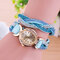 Fashion Colorful Rhinestones Weave Velvet Oval Multilayer Bracelet Watches for Women Girl's Gift - Light Blue