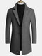 Mens Wool Blends Mid-long Coats Business Casual Wool Trench Coats - Grey