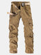 Mens Cargo Pants Multi-pocket Solid Color Outdoor Trousers - Khaki