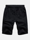 Men Solid Color Casual Home Sports Shorts - Black