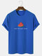 Mens Watermelon Slogan Print Crew Neck Cotton Short Sleeve T-Shirts - Blue
