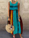 فستان بوهيمي مخطط بنقشة نقط بولكا بلا أكمام Plus مقاس - أزرق