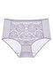 Plus Size Rose Lace Middle Waisted Hip Lifting Breathable Soft Panties - Grey