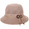 Womens Hollow Solid Bucket Cap Wild Breathable Outdoor Travel Sun Straw Hat - Coffee